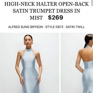 Dessy Collection Satin Trumpet Dress in Mist